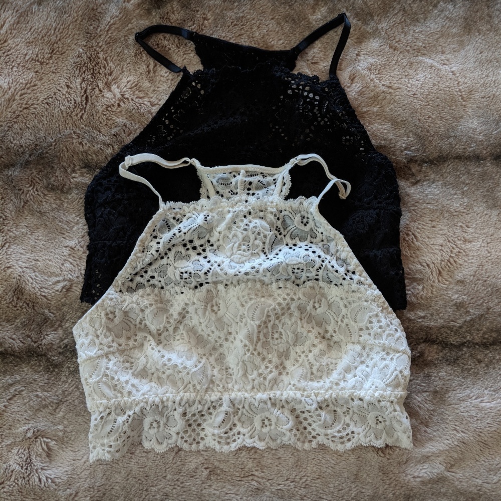 TWO Aerie High Neck Bralettes